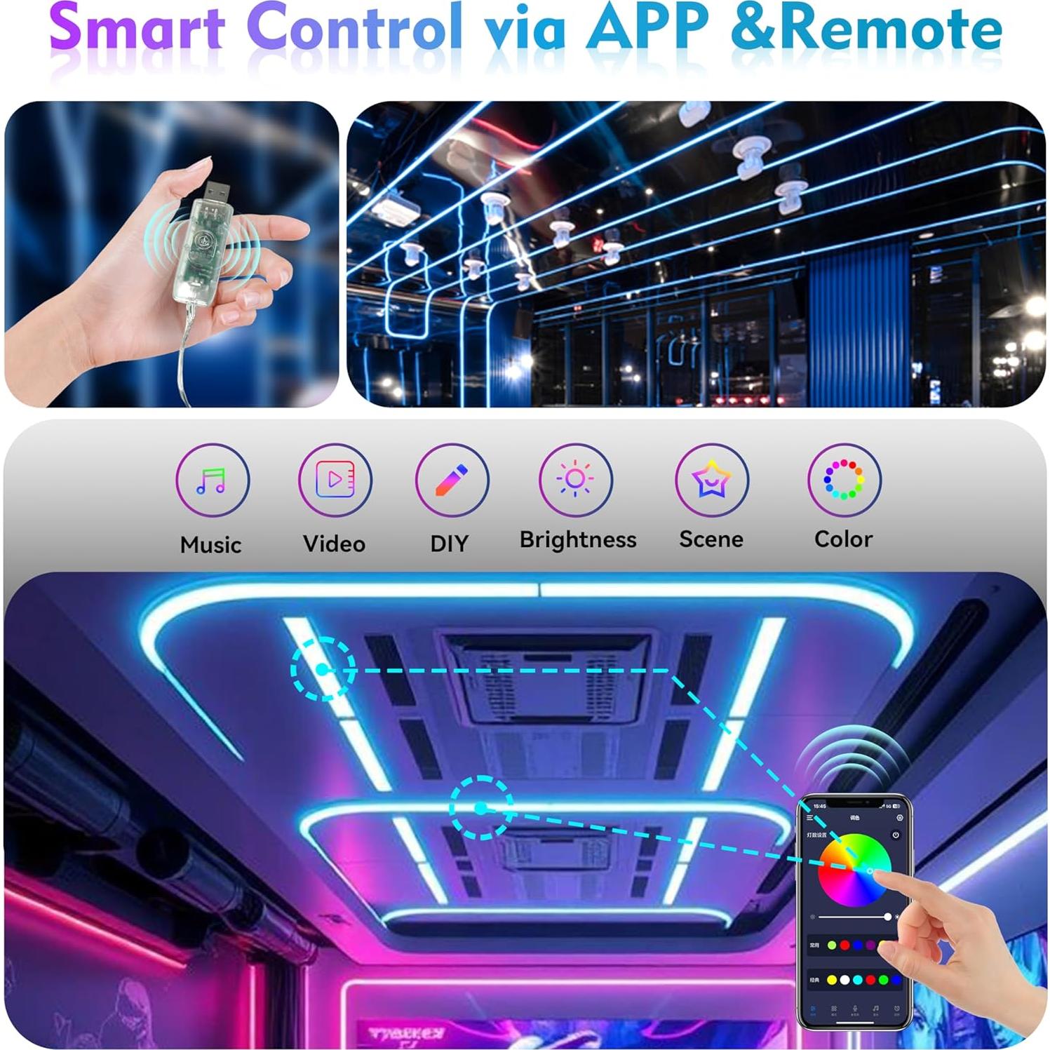 Luces LED de Cuerda 2M XSY con Control Remoto y Sincronización Musical