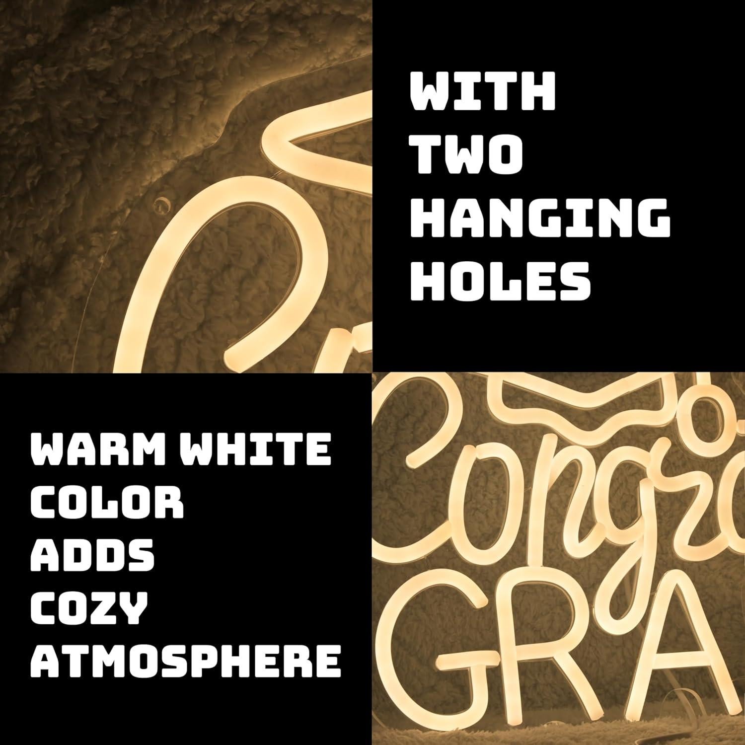 Señal de Neón LED Felicidades Grad 2025 32x25 cm Dimmable