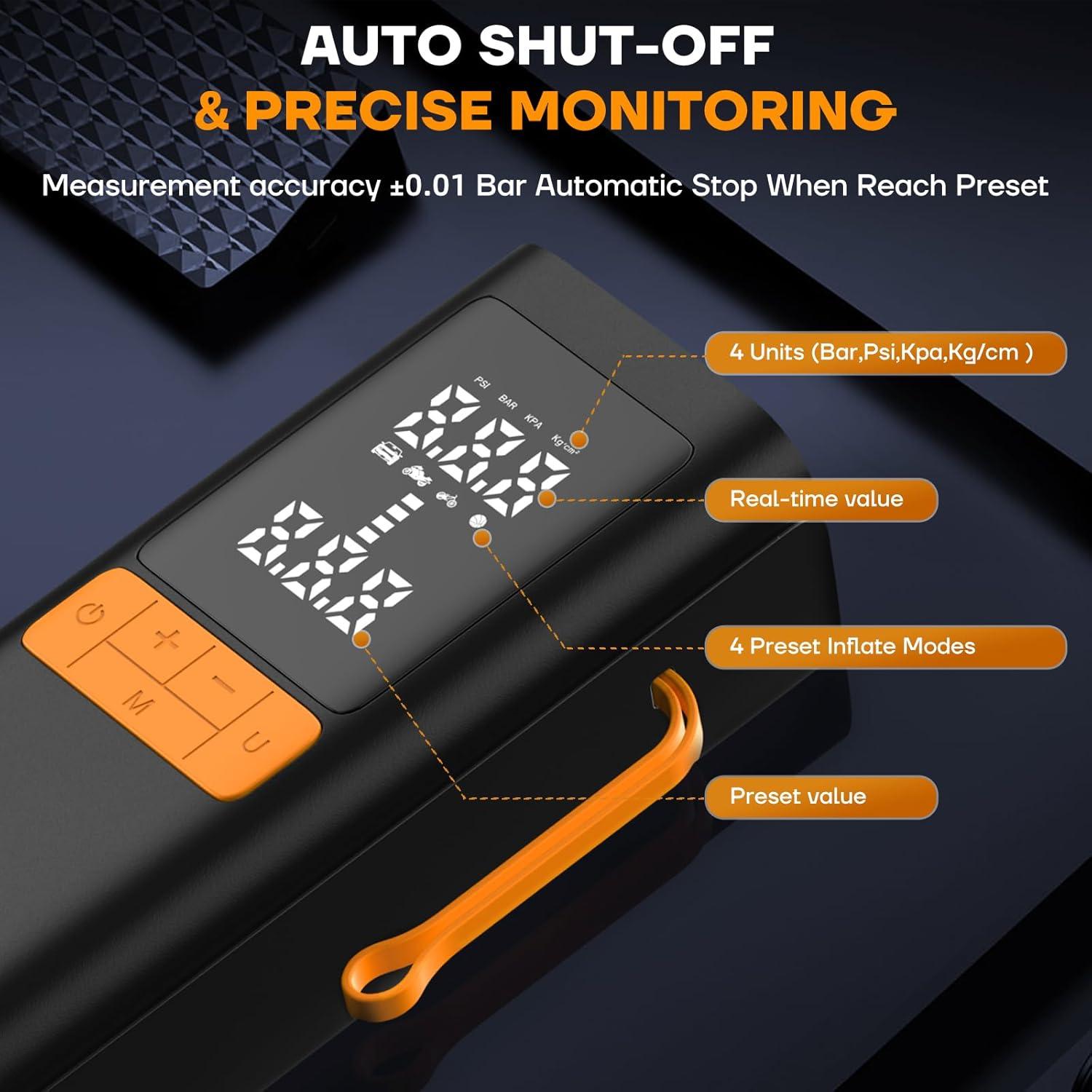 Compresor de Aire Portátil YSEAGA MU-002 150PSI con Luz LED