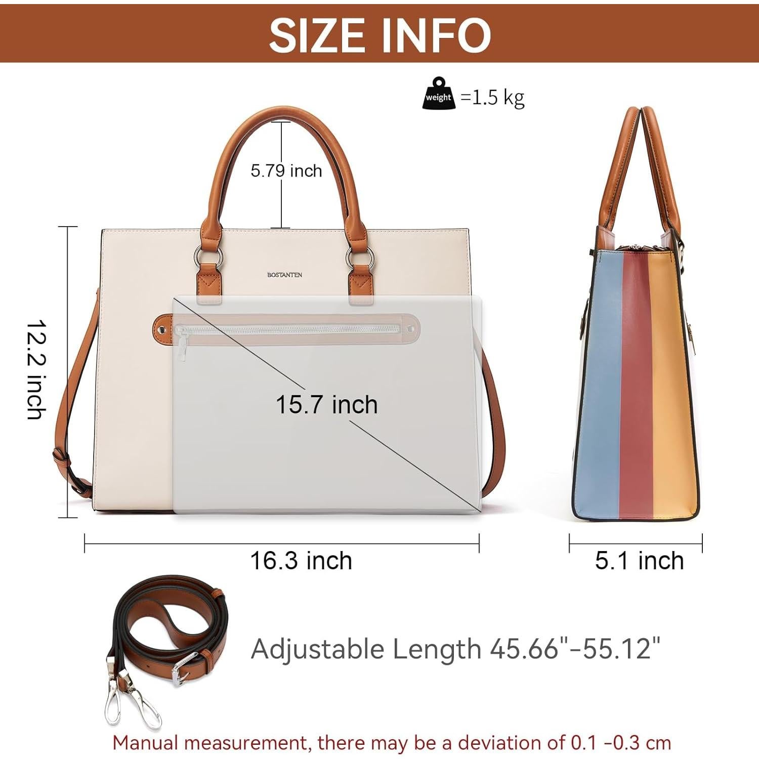 Maletín de Cuero BOSTANTEN para Portátil 15.6" Mujeres