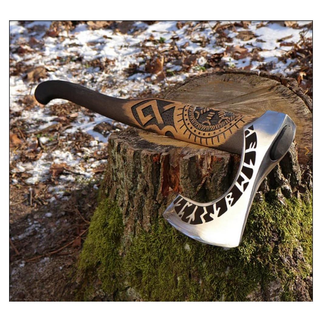 Hacha Vikinga Shiny Crafts 68,58 cm Acero Forjado con Funda