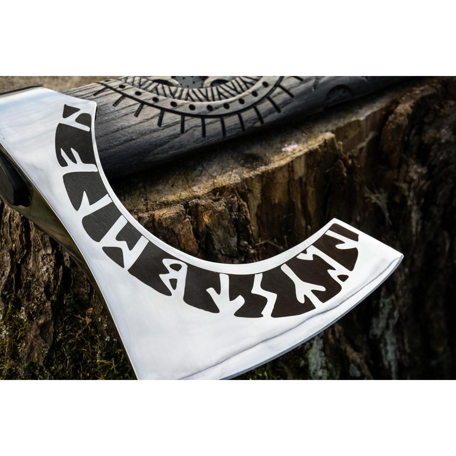 Hacha Vikinga Shiny Crafts 68,58 cm Acero Forjado con Funda