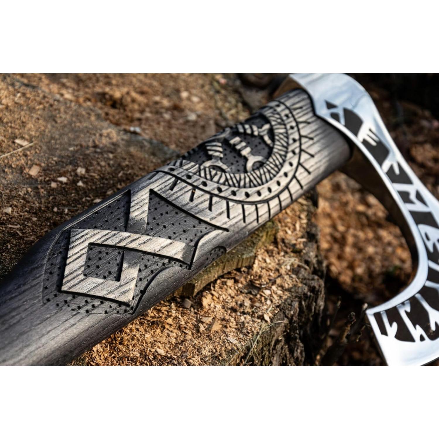 Hacha Vikinga Shiny Crafts 68,58 cm Acero Forjado con Funda