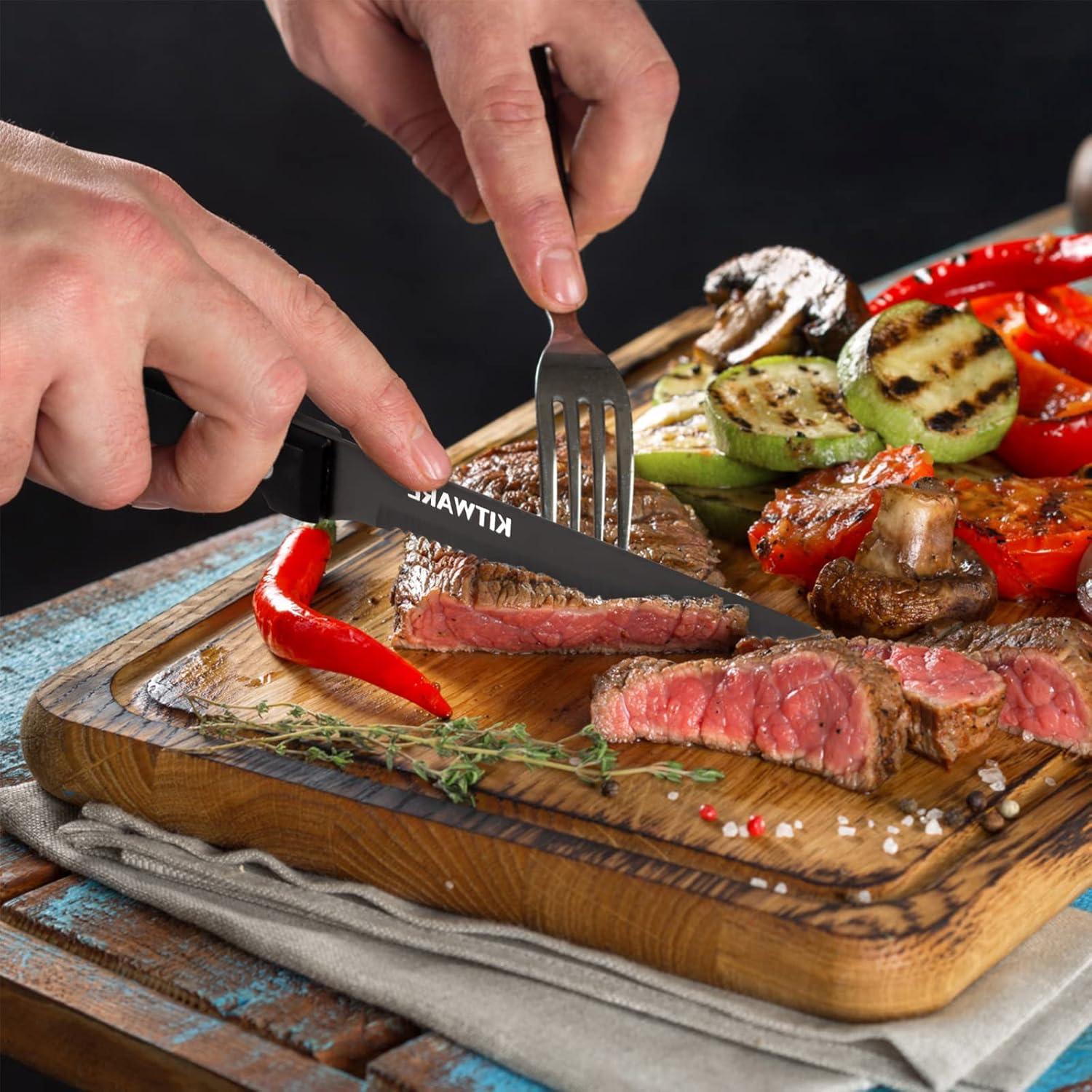 KITWARE Juego de 6 Cuchillos para Carne Serrados 11.4 cm