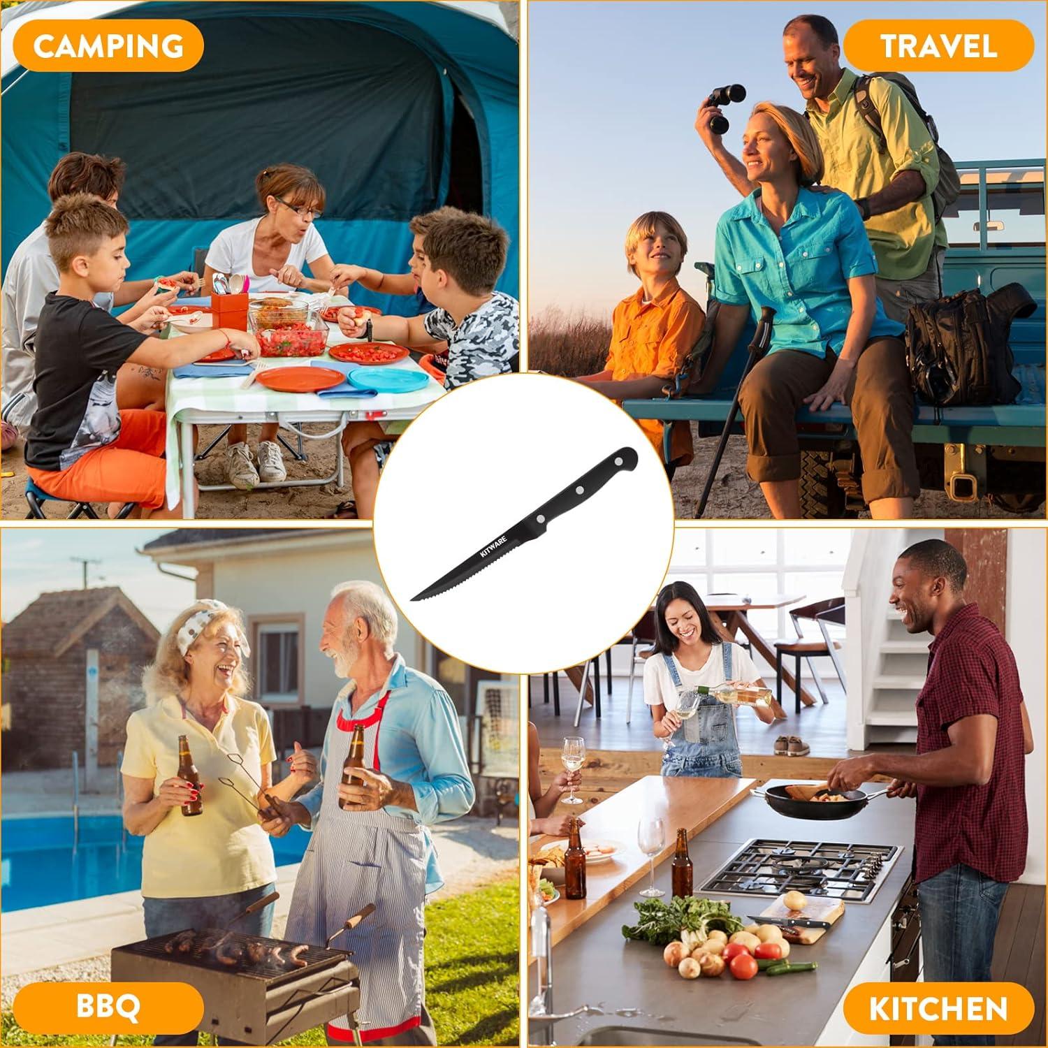 KITWARE Juego de 6 Cuchillos para Carne Serrados 11.4 cm