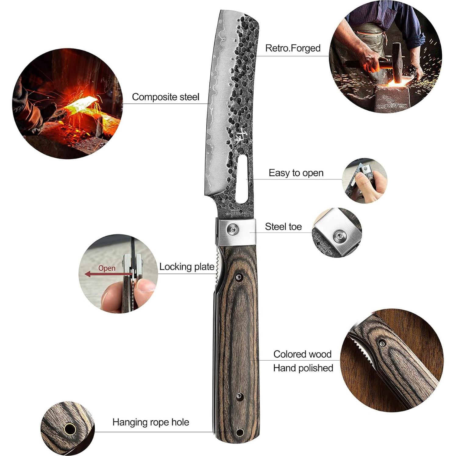 Cuchillo de Chef Plegable SENBON Acero Inoxidable 12.2 cm