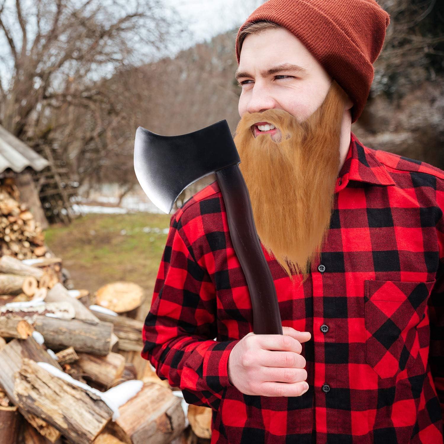 Disfraz de leñador 4 piezas Skylety con hachas y barba