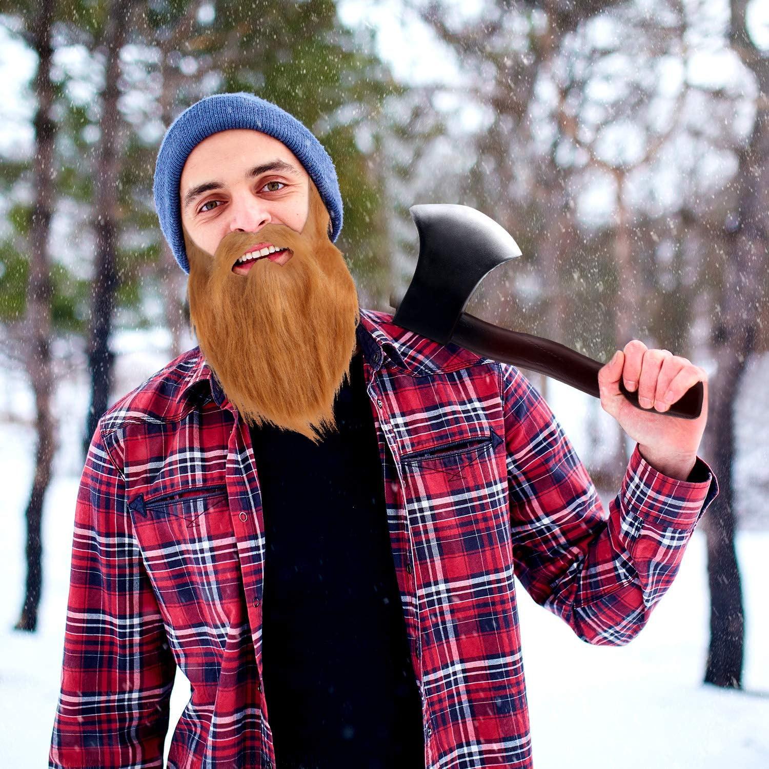 Disfraz de leñador 4 piezas Skylety con hachas y barba