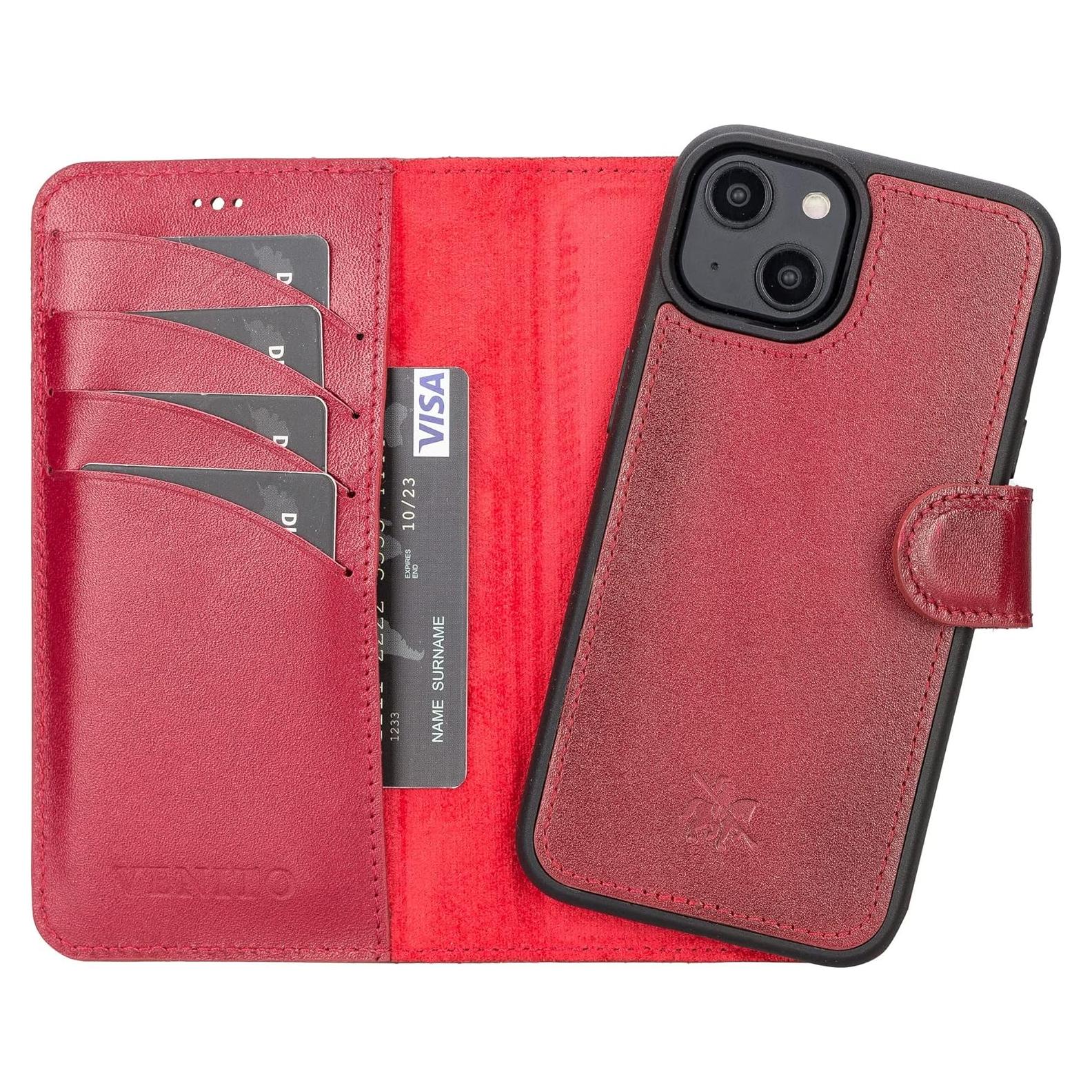 Funda de cuero Venito Ravenna Slim para iPhone 14 Rojo