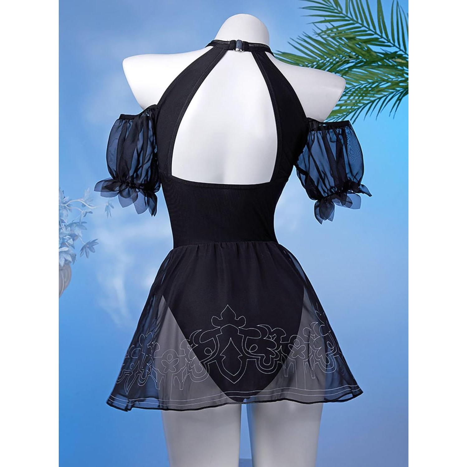 Traje de Baño de Una Pieza Goth Anime Haikyuu Mujer Negro