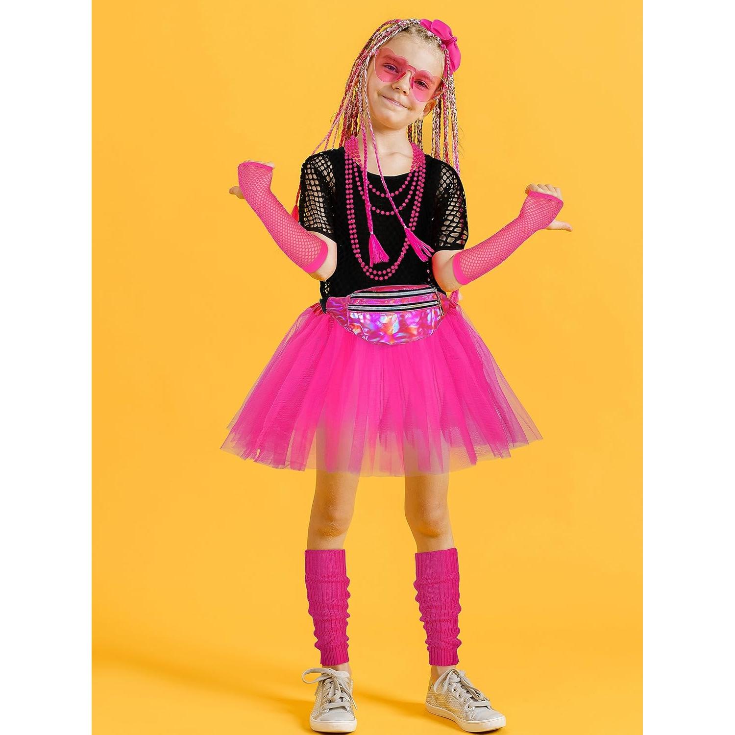 Conjunto de Disfraz Retro AOTHSO Niñas 14 Piezas Rosa