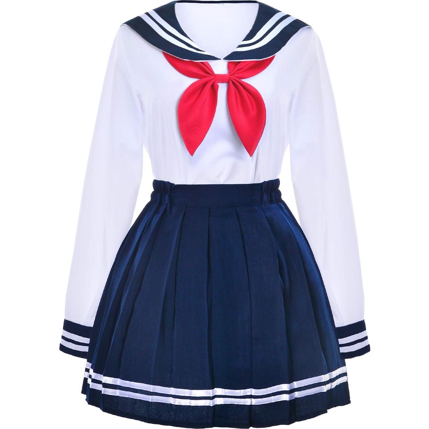 Uniforme Escolar Japonés Chicas Falda Plisada Azul Marino