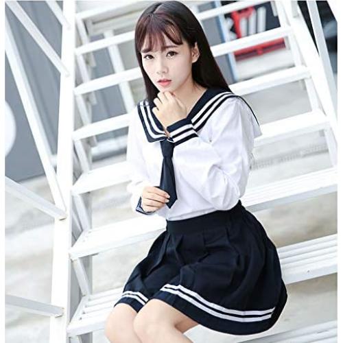 Uniforme Escolar Japonés Chicas Falda Plisada Azul Marino