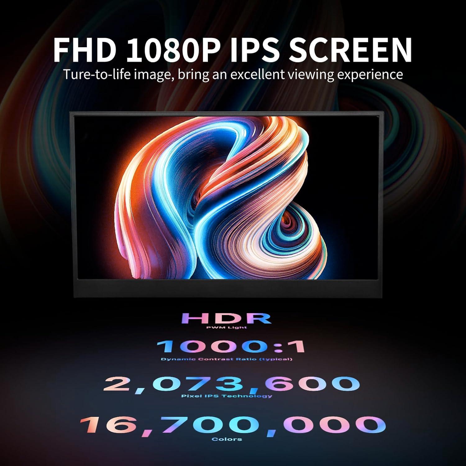 Monitor Portátil ReHisk 15.6'' FHD USB-C HDMI con Funda