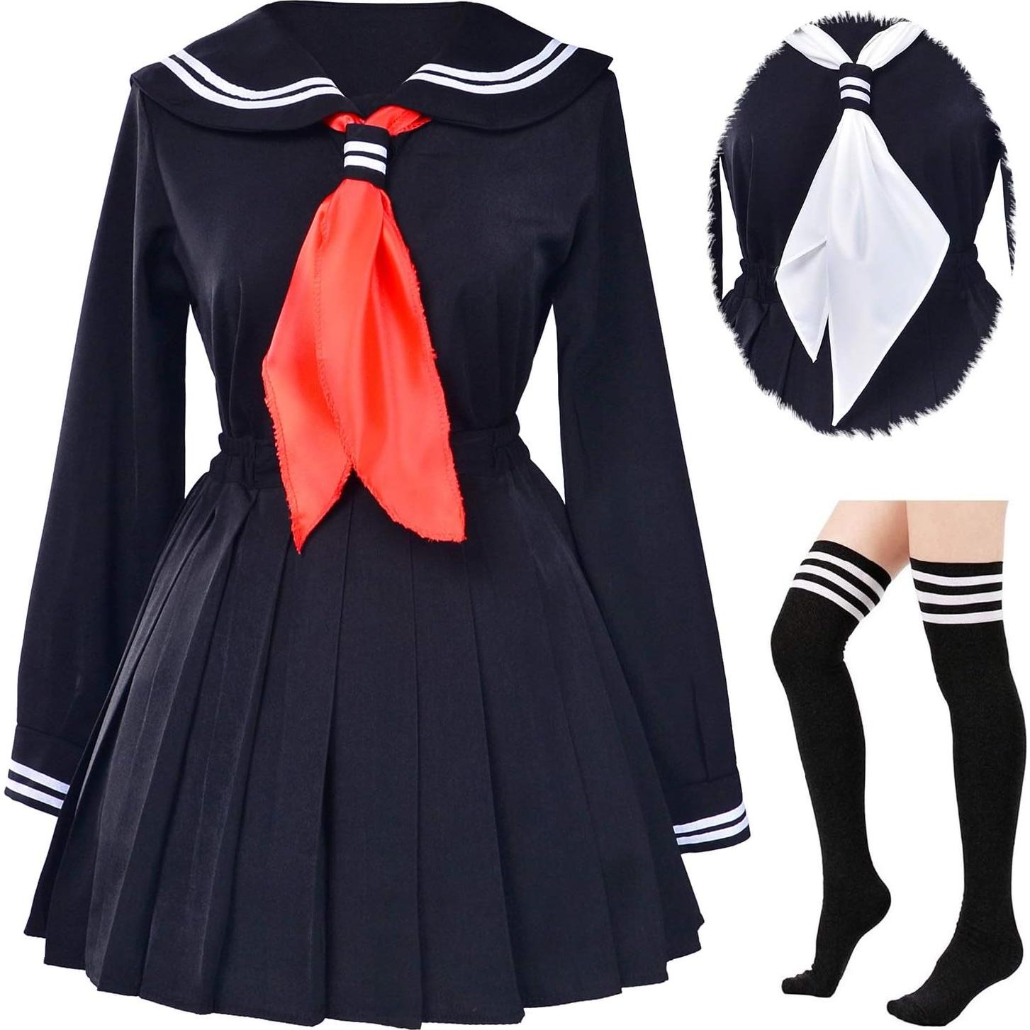 Uniforme escolar marinera chicas japonesas 5 piezas - Negro