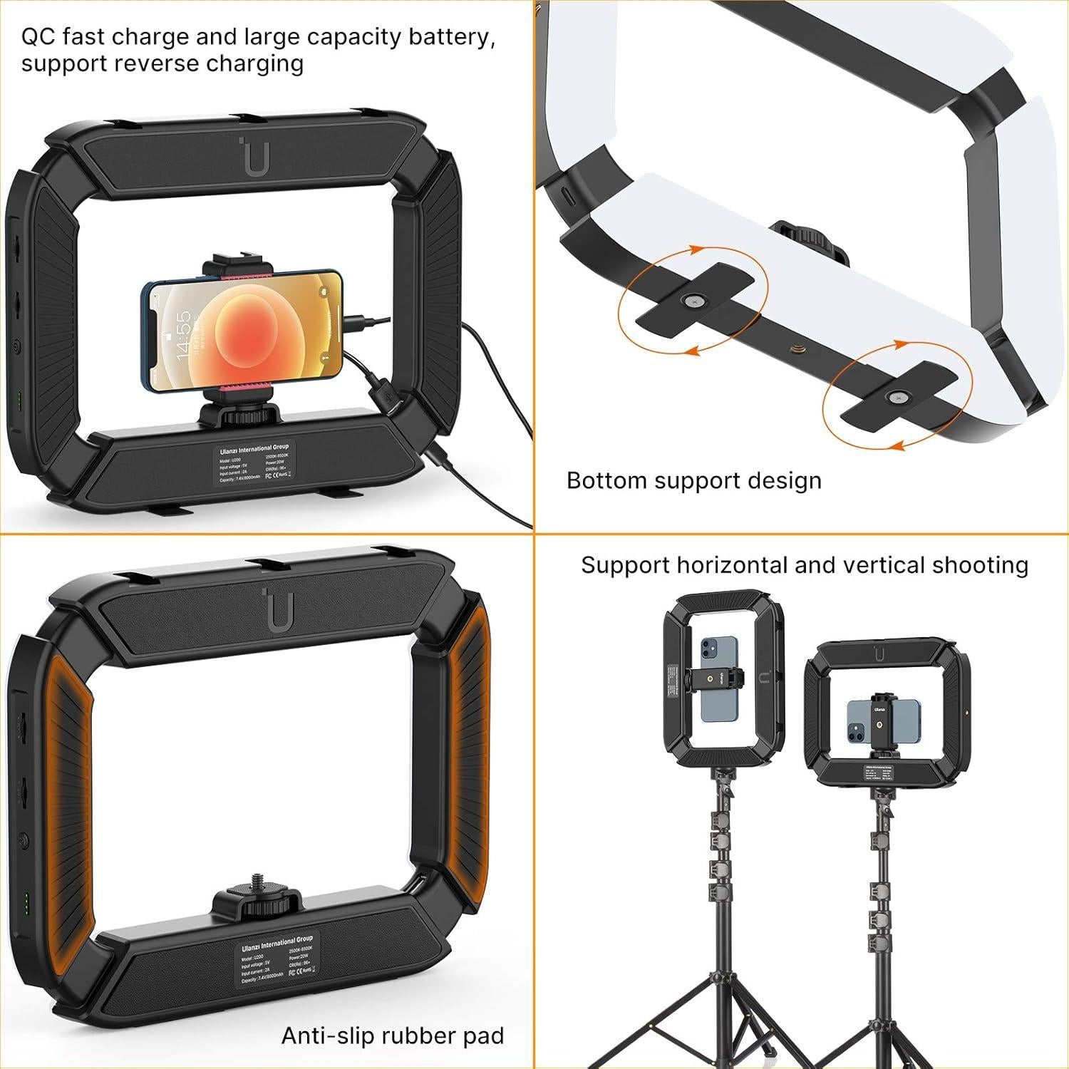 ULANZI Video Rig Smartphone con Luz de Anillo 8500K