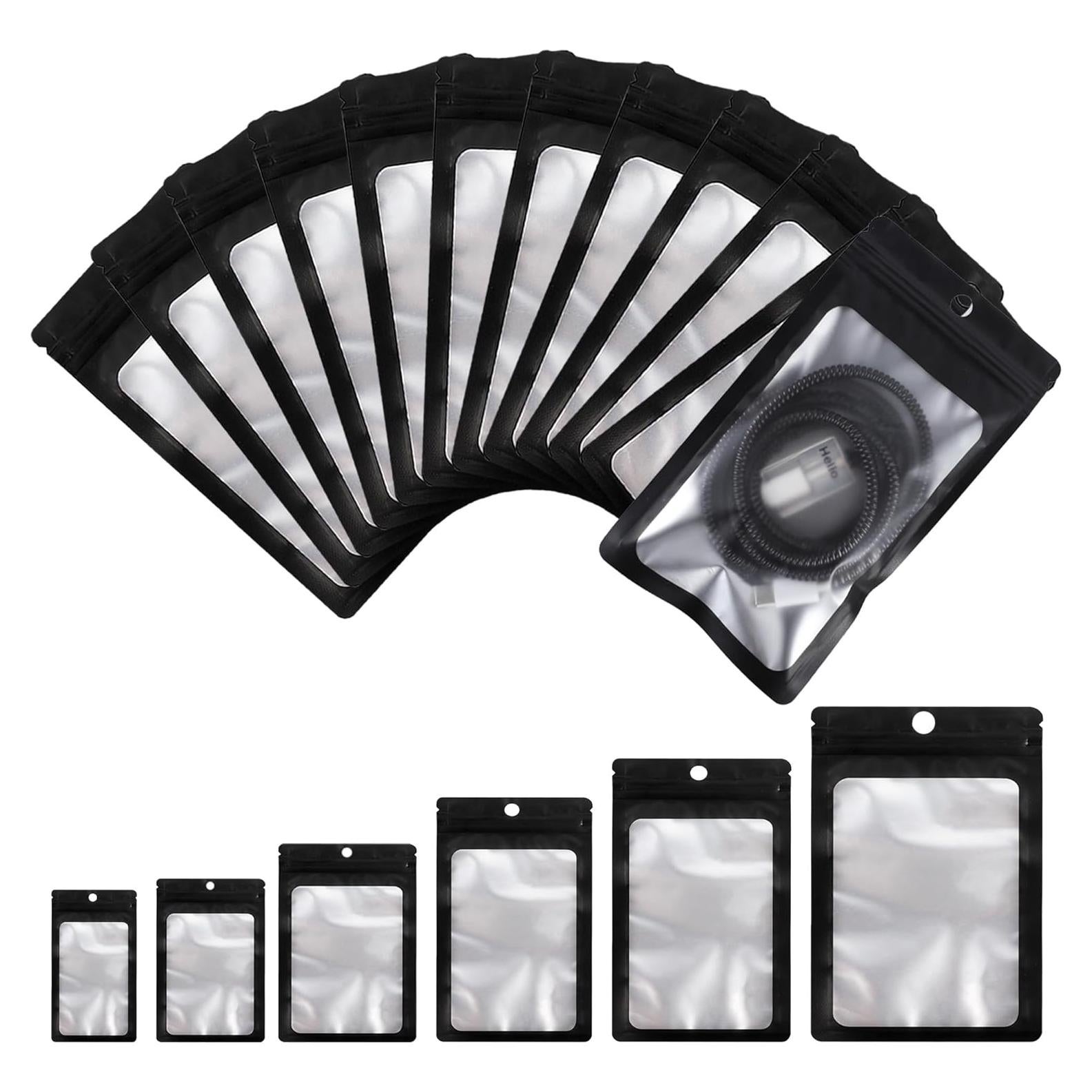 100 Bolsas Resellables Transparentes EIOFG 6.1x9.9 cm Negro