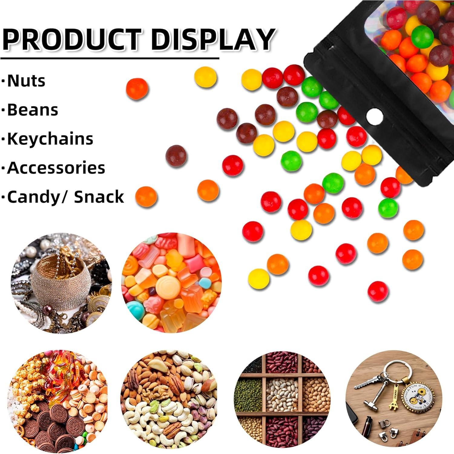 100 Bolsas Resellables Transparentes EIOFG 6.1x9.9 cm Negro