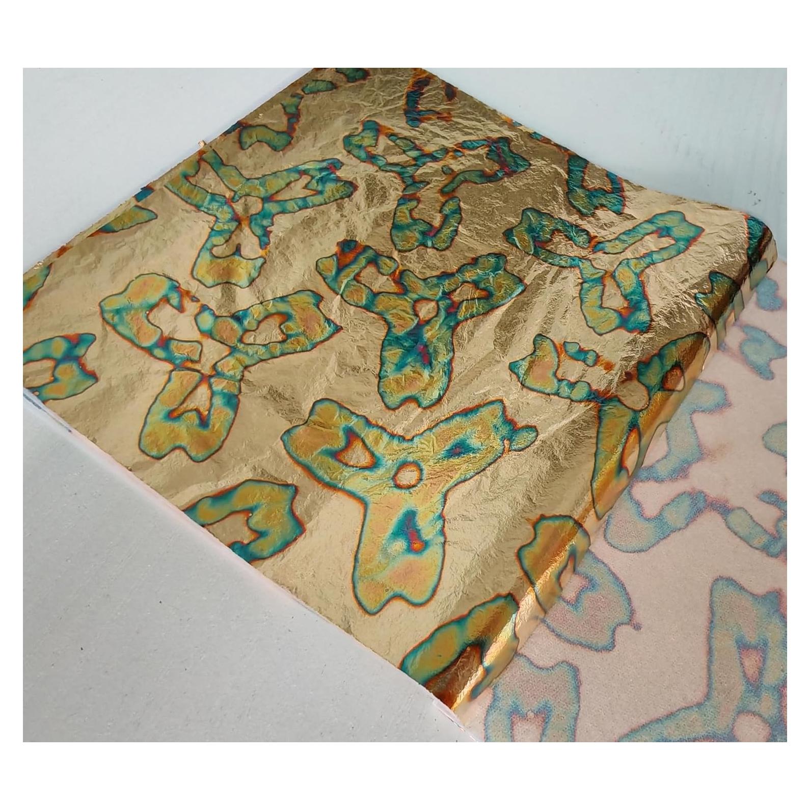 Hoja de Oro Variegada JINRUISI 50 Hojas 14x14 cm Decoración