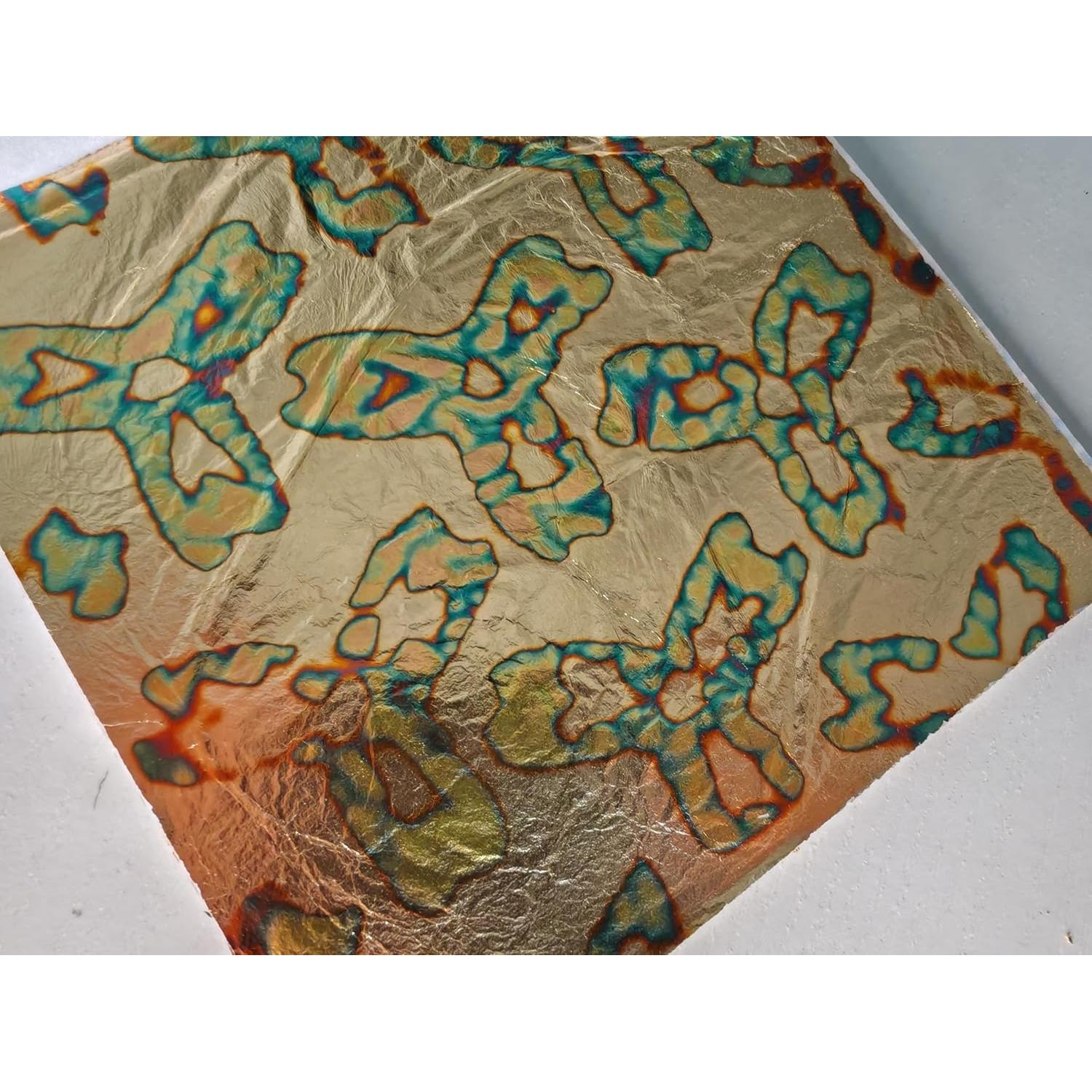 Hoja de Oro Variegada JINRUISI 50 Hojas 14x14 cm Decoración