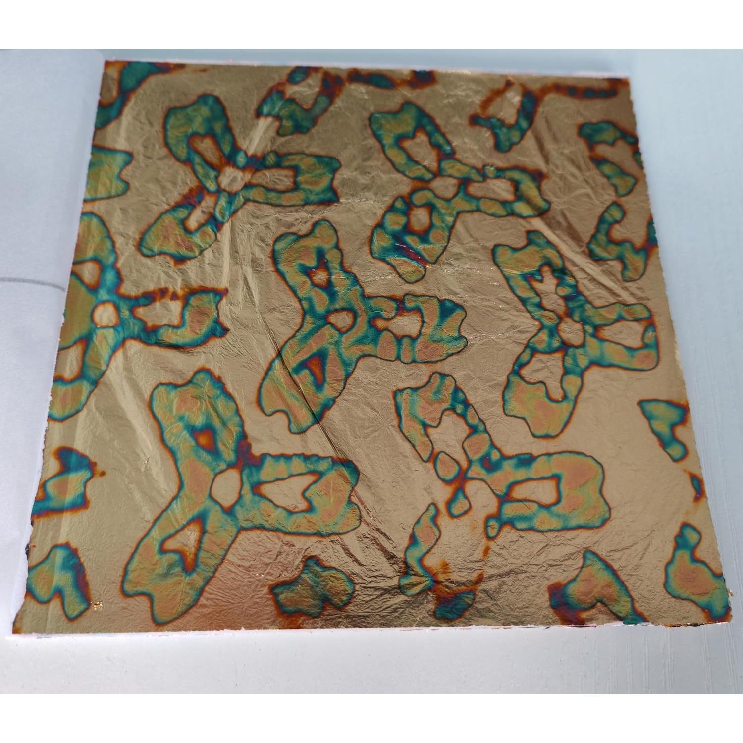 Hoja de Oro Variegada JINRUISI 50 Hojas 14x14 cm Decoración