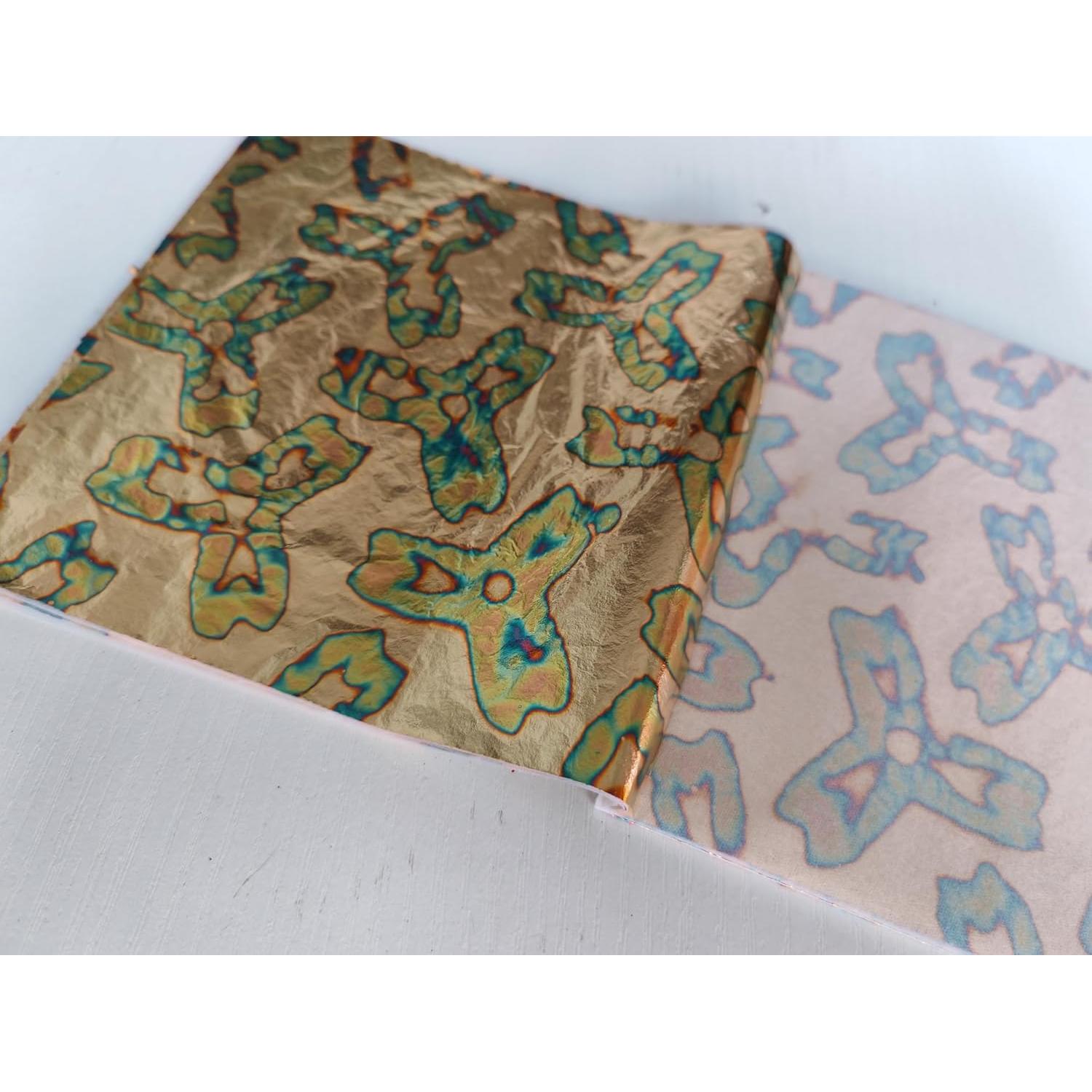 Hoja de Oro Variegada JINRUISI 50 Hojas 14x14 cm Decoración