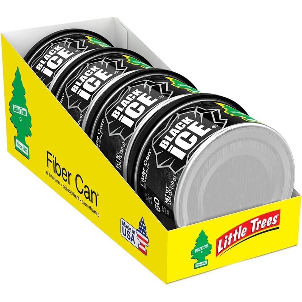 Ambientador de Auto LITTLE TREES Hielo Negro - Lata de Fibra 4 Pzas