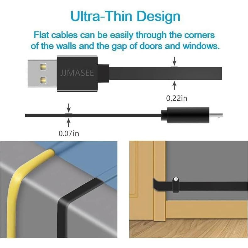 Cable de Extensión Micro USB 3M JJMASEE para Cámaras de Seguridad