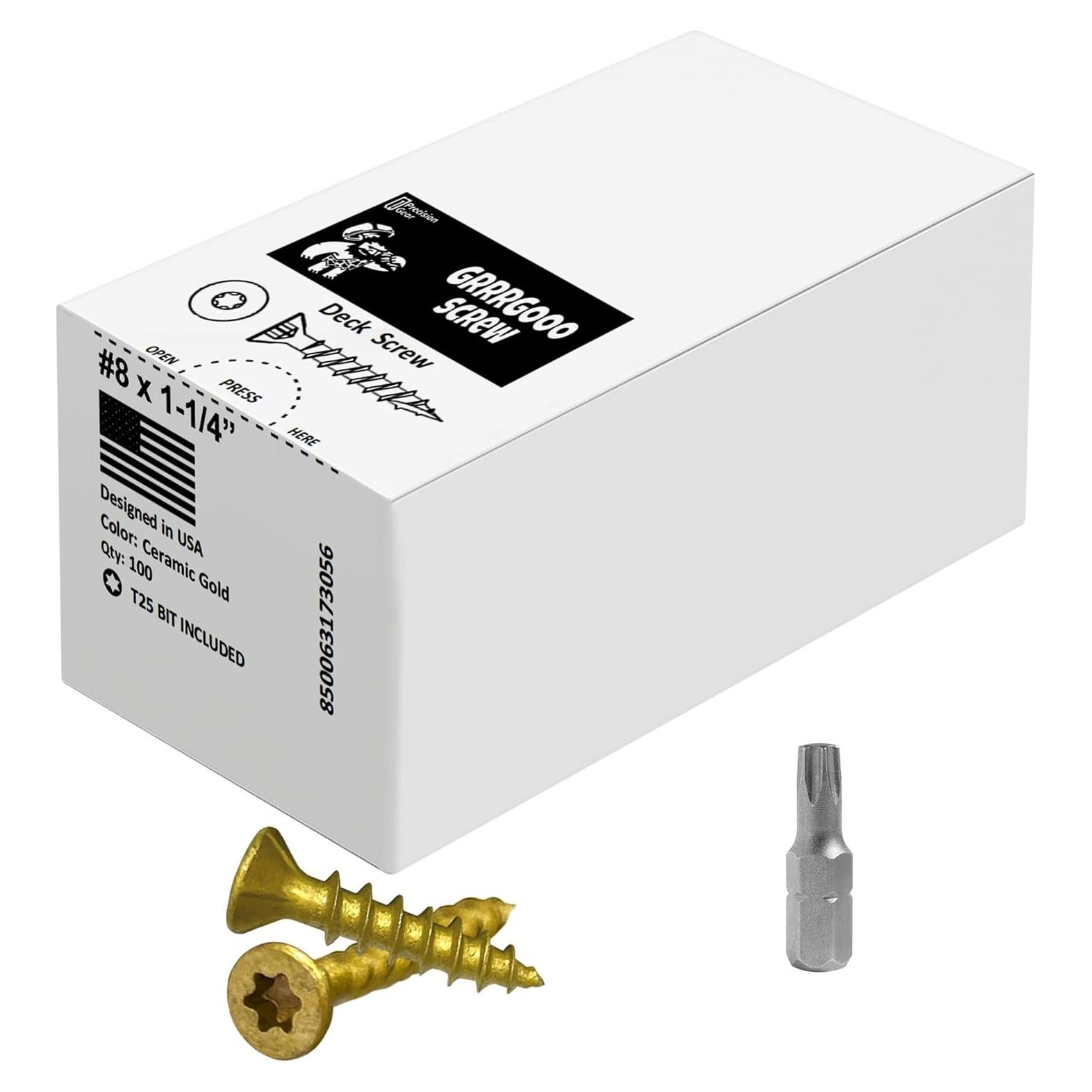 Tornillos para Deck GRRRGOOO 3.18 cm Dorado 100 Pcs