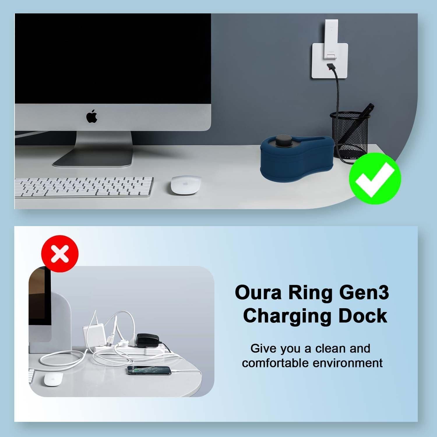 Funda de Silicona Nimuw para Cargador Oura Ring Gen3 Azul