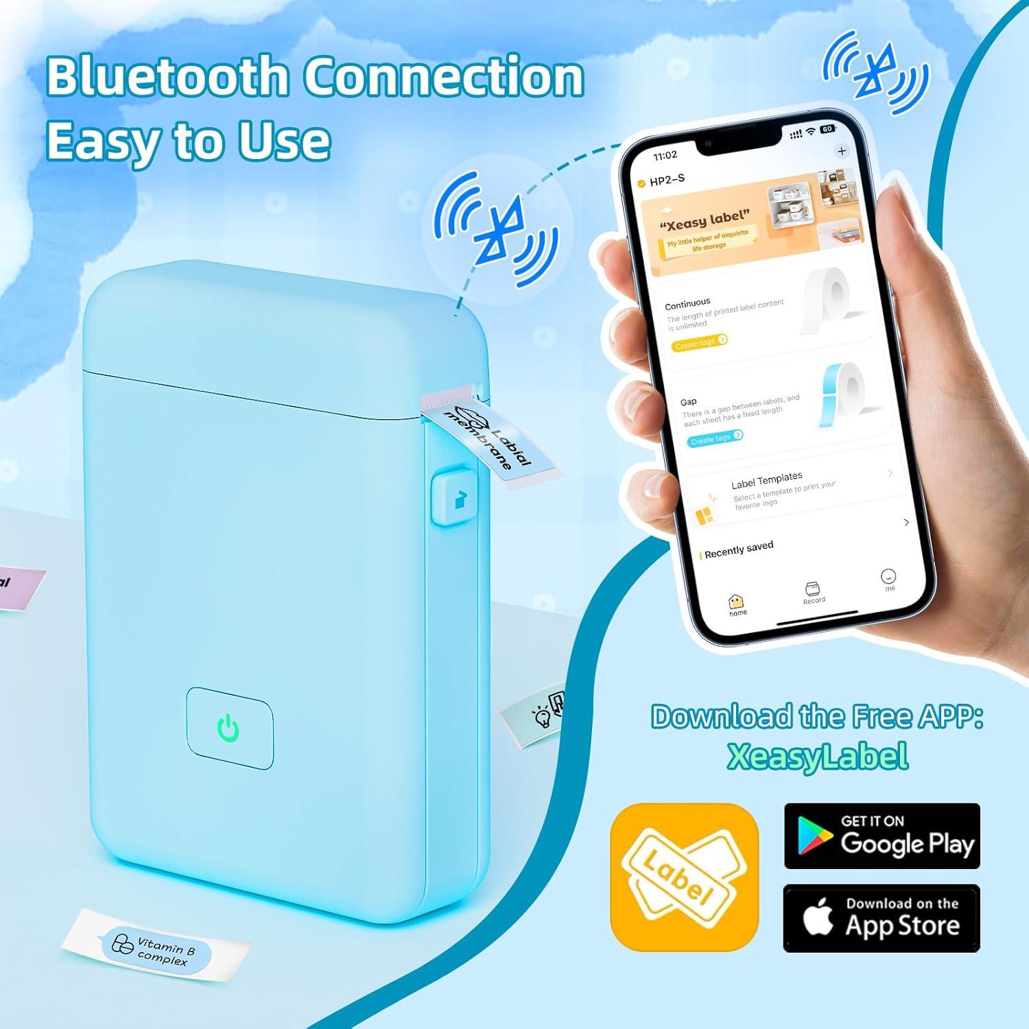 Impresora de Etiquetas Bluetooth HP2 - Portátil, 203 DPI, Azul