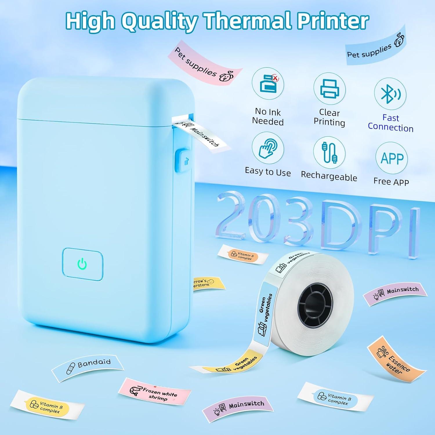 Impresora de Etiquetas Bluetooth HP2 - Portátil, 203 DPI, Azul