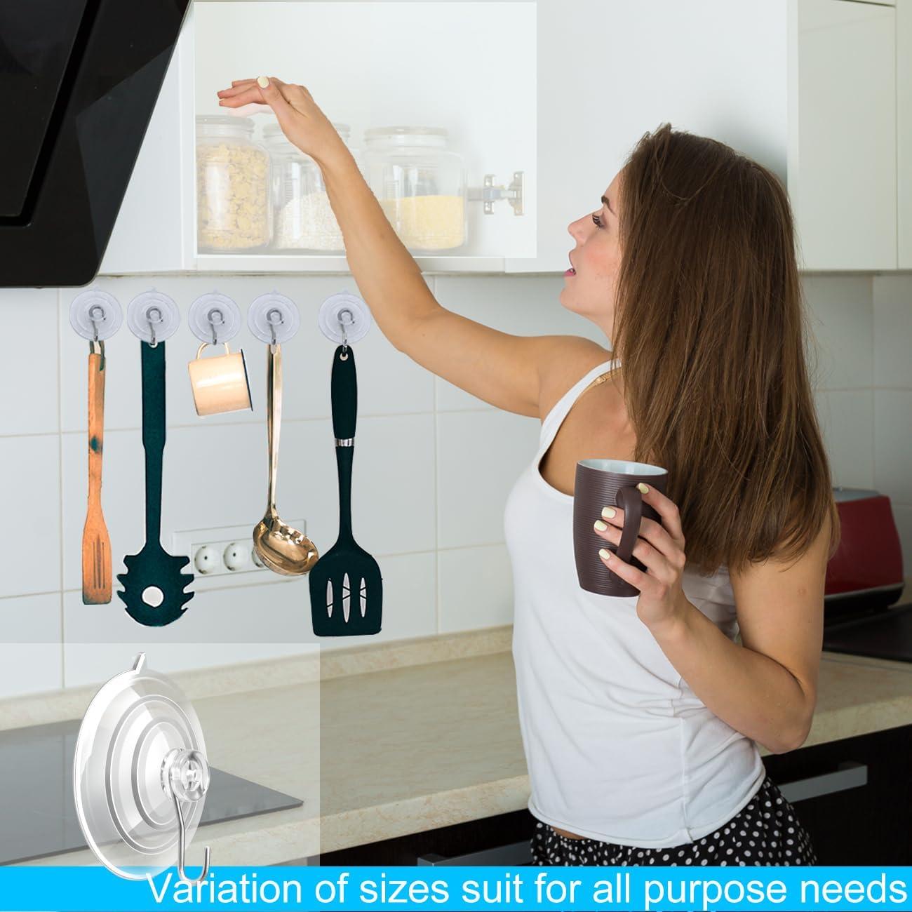 14 Ventosas de PVC Transparente ETwinCoo con Ganchos Metal 1.36 Kg