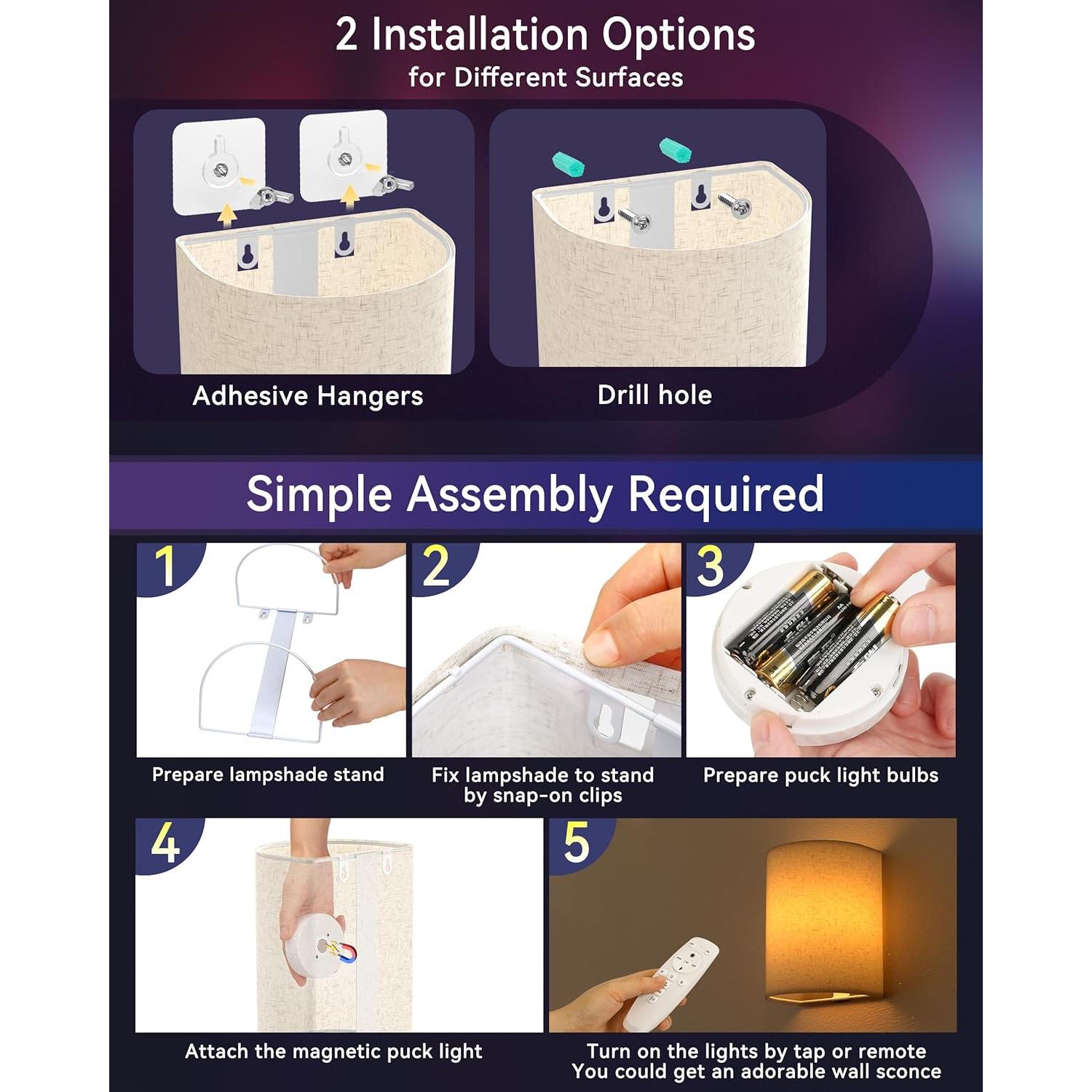 Apliques de Pared LED Inalámbricos Dongguan TWS-PUCK Set de 2