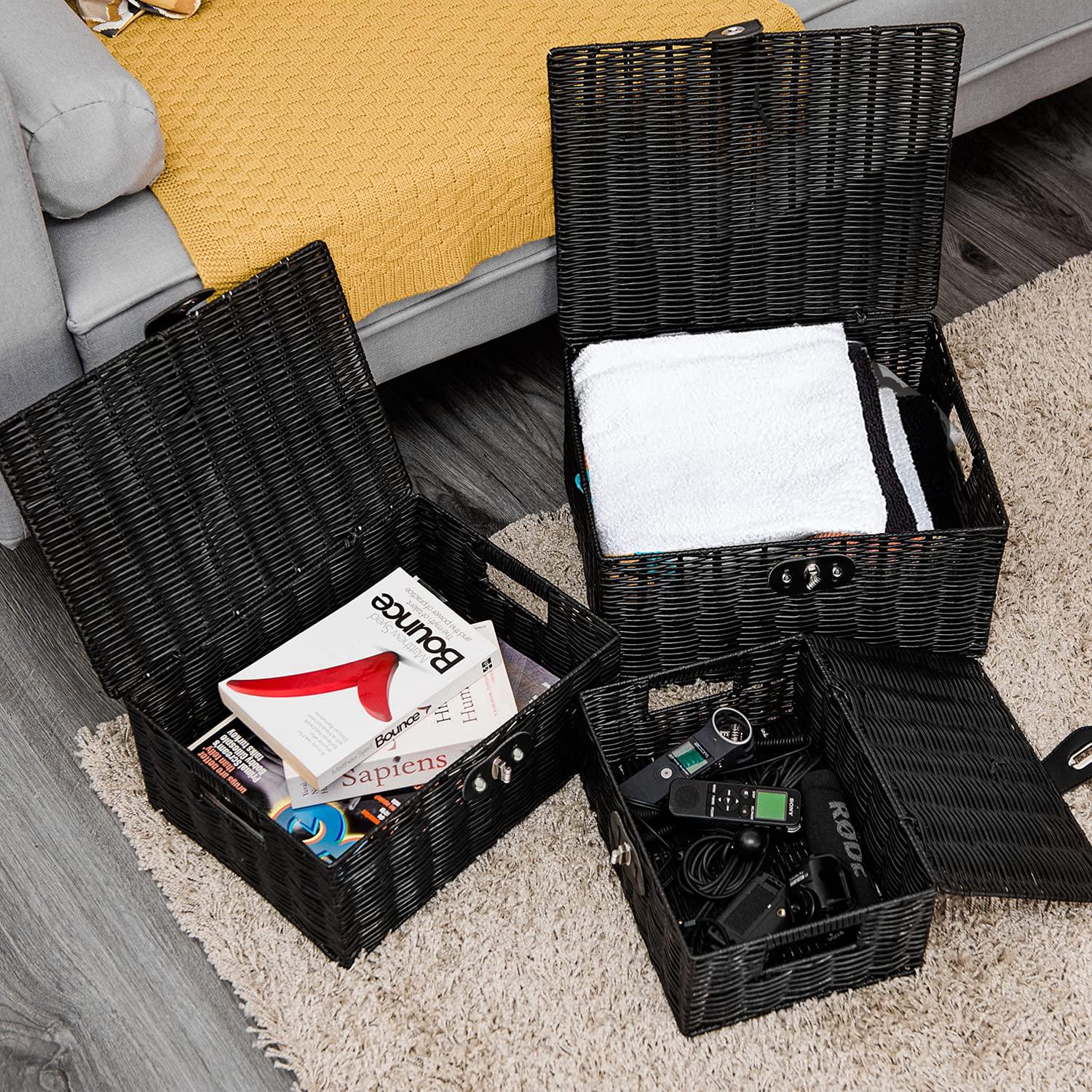 Juego de 3 Cestas de Almacenamiento Homepeaz - Negro