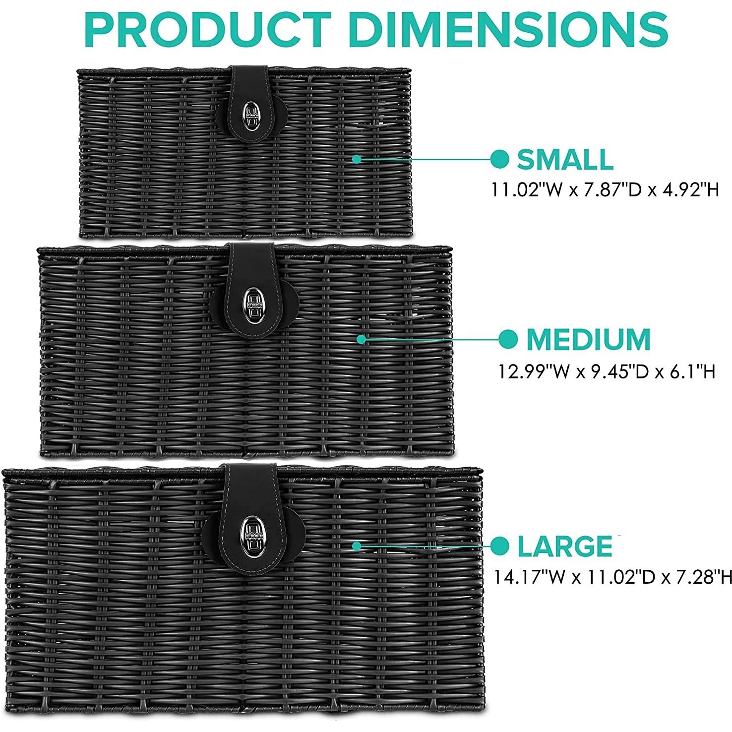 Juego de 3 Cestas de Almacenamiento Homepeaz - Negro