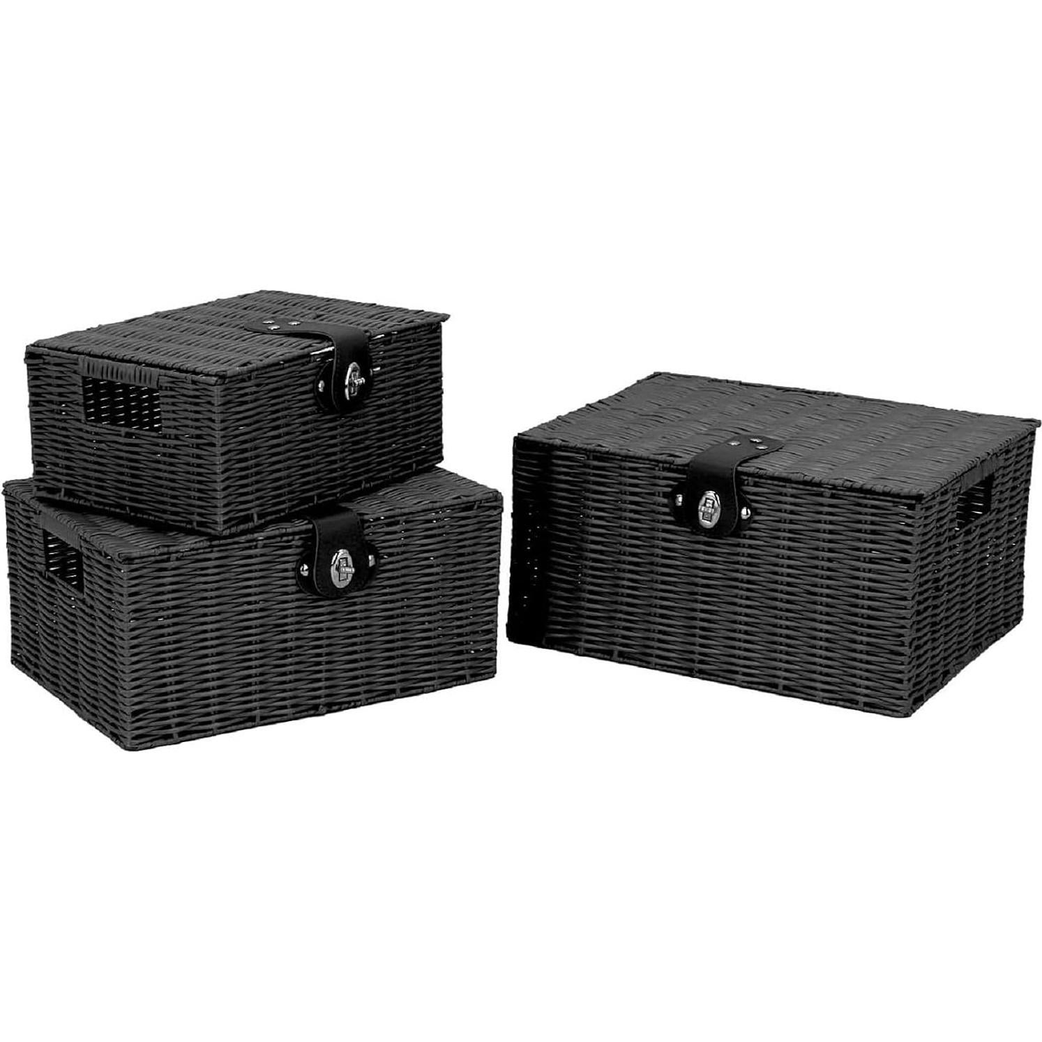 Juego de 3 Cestas de Almacenamiento Homepeaz - Negro