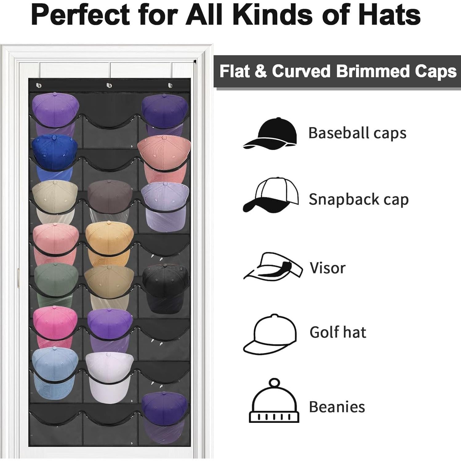 Soporte Colgante para Gorras BiCINE - 24 Bolsillos Transparentes