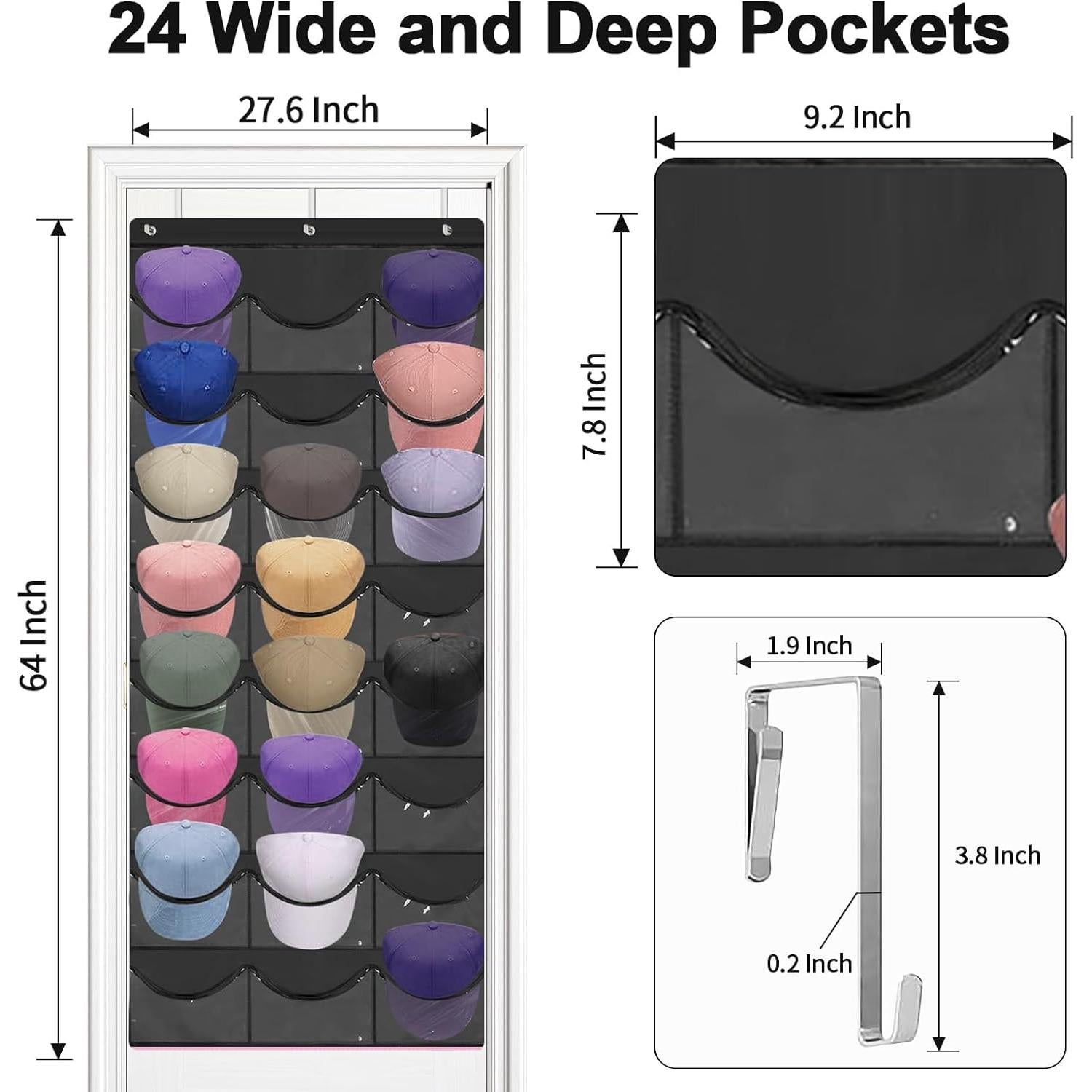 Soporte Colgante para Gorras BiCINE - 24 Bolsillos Transparentes