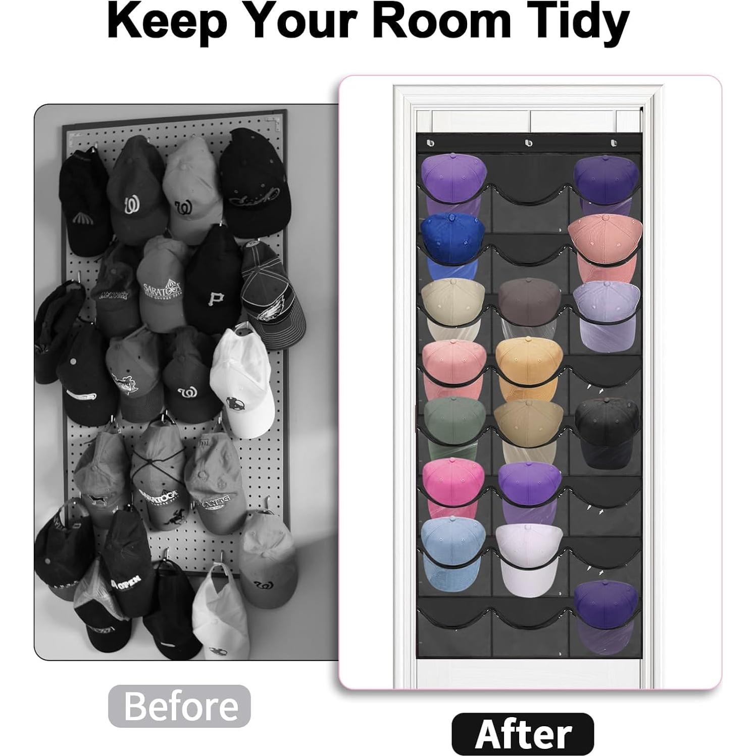 Soporte Colgante para Gorras BiCINE - 24 Bolsillos Transparentes