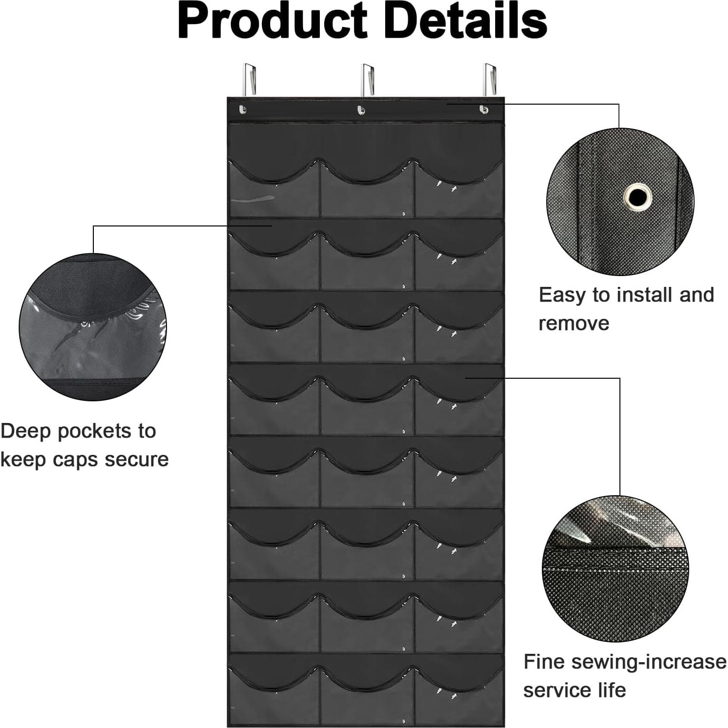 Soporte Colgante para Gorras BiCINE - 24 Bolsillos Transparentes