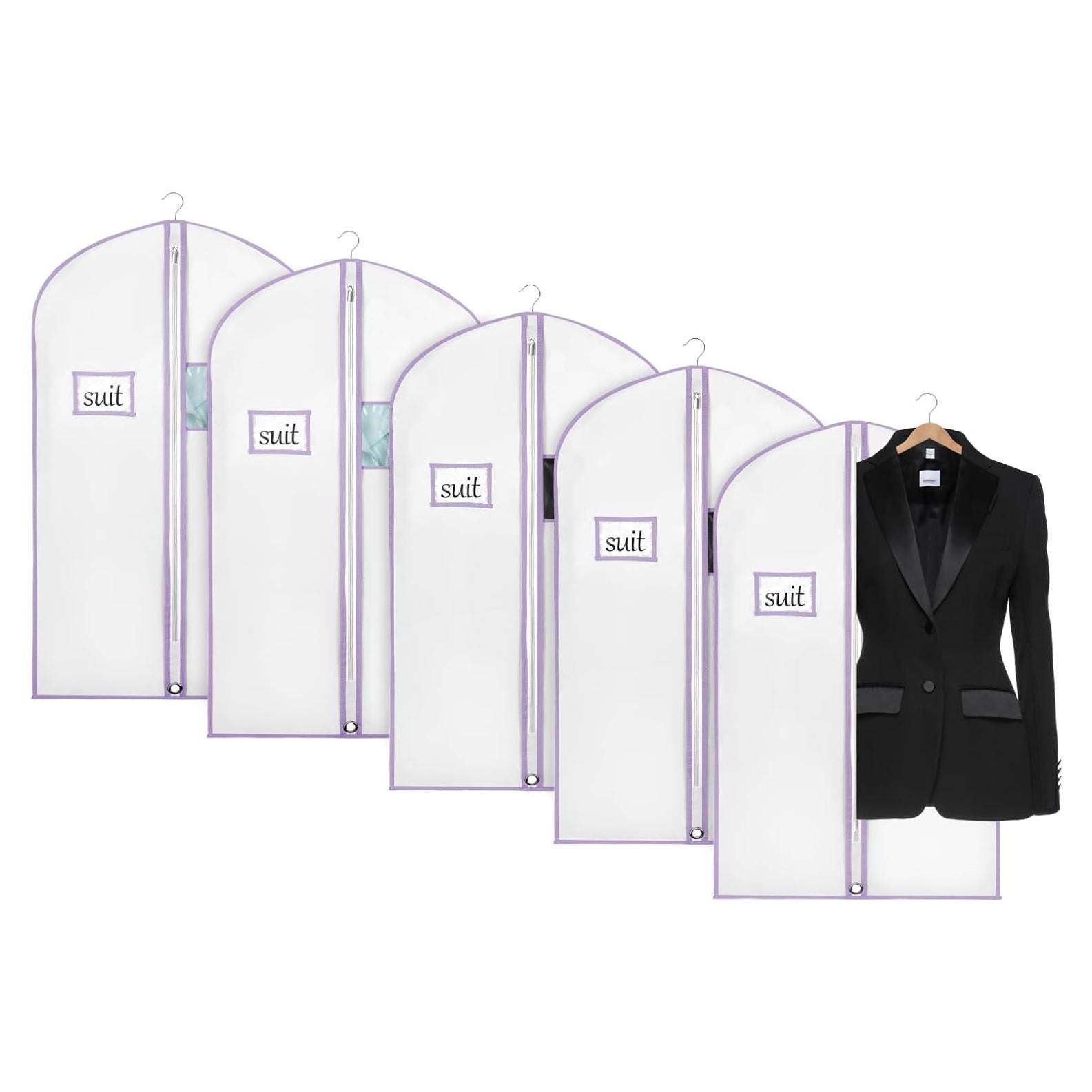 Bolsa de Ropa para Almacenamiento Univivi 40" 5 Piezas Blanca/Púrpura