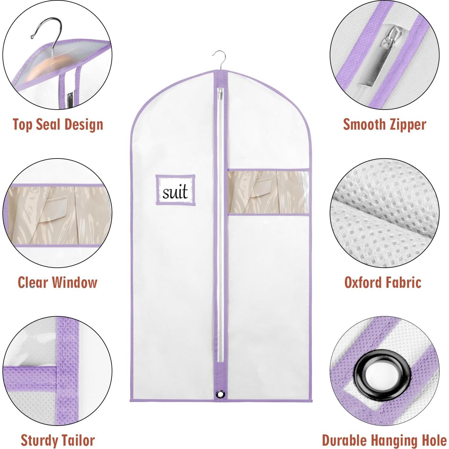 Bolsa de Ropa para Almacenamiento Univivi 40" 5 Piezas Blanca/Púrpura