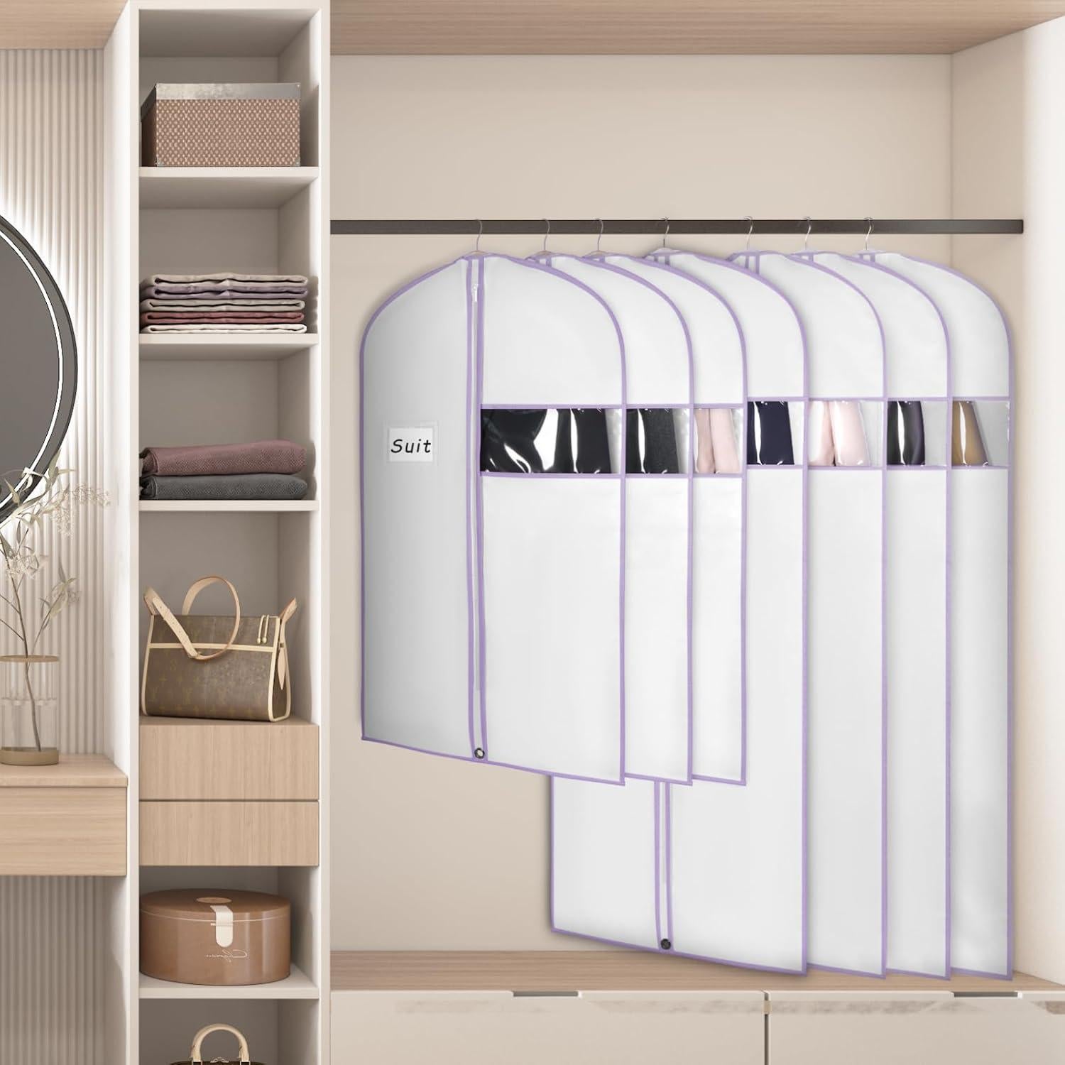 Bolsa de Ropa para Almacenamiento Univivi 40" 5 Piezas Blanca/Púrpura