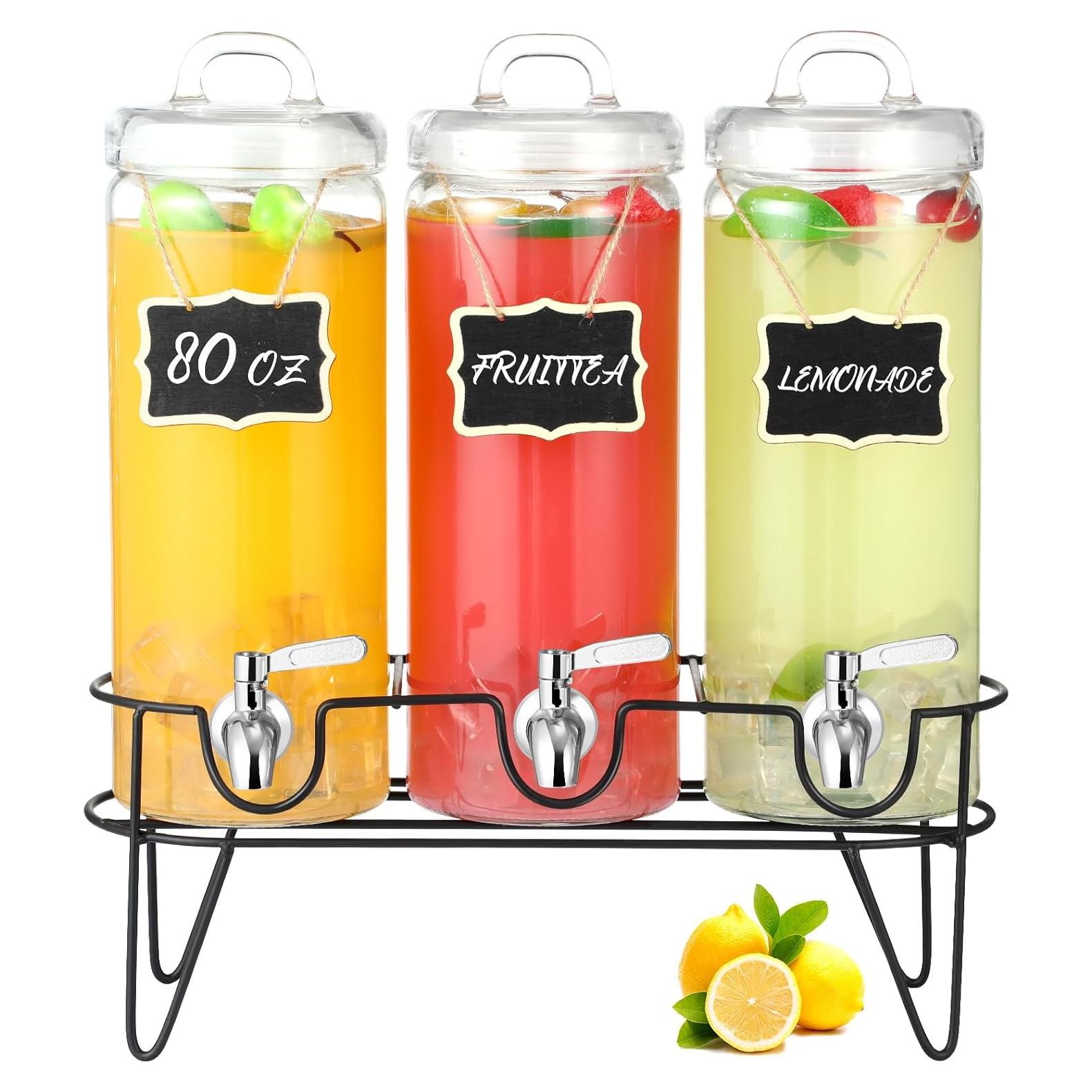 Paquete de 3 dispensadores de bebida RimCereal 2.27L vidrio