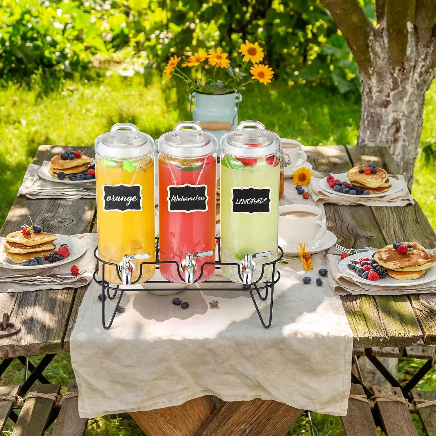 Paquete de 3 dispensadores de bebida RimCereal 2.27L vidrio