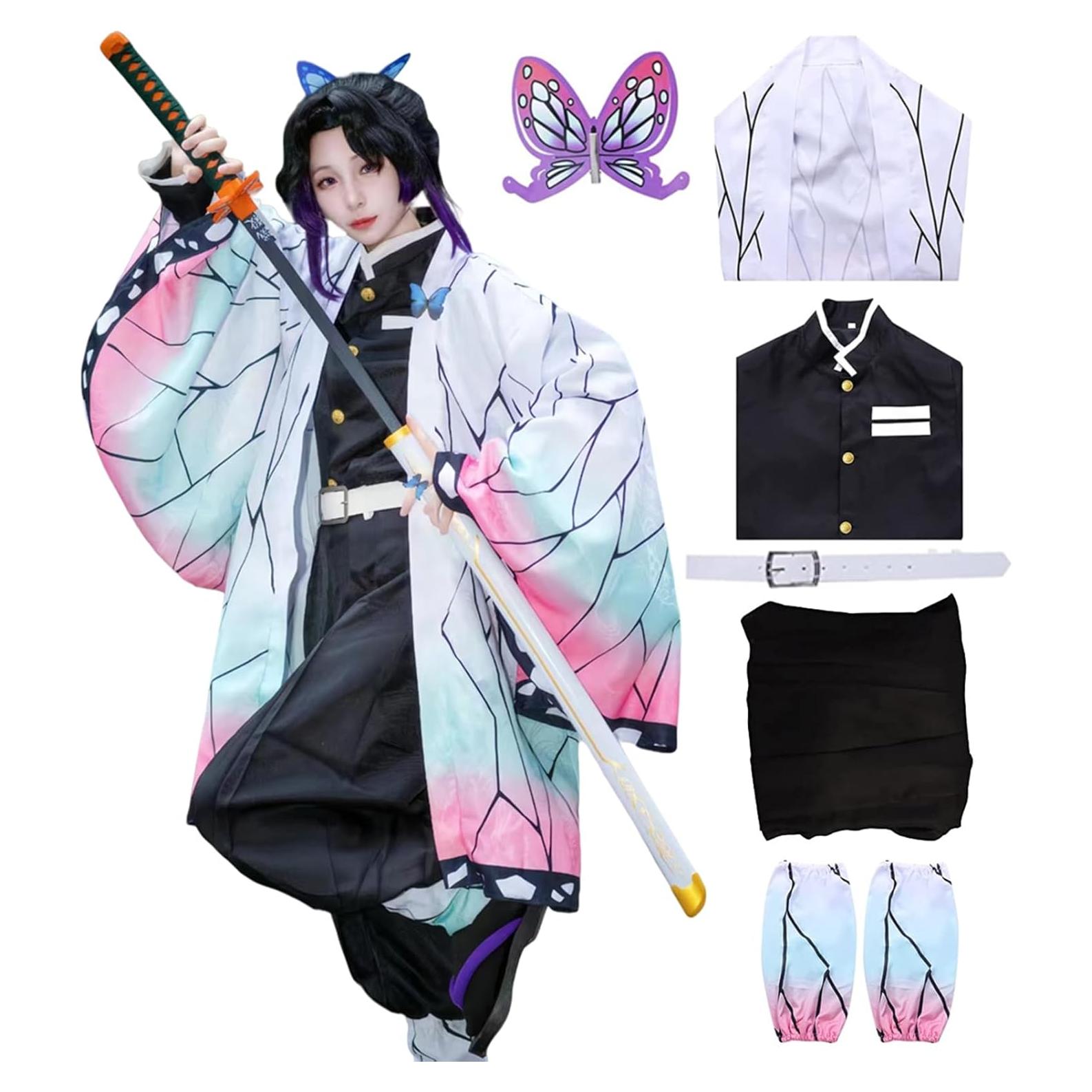 Disfraz Cosplay Kimono Shinobu Adultas con Peluca