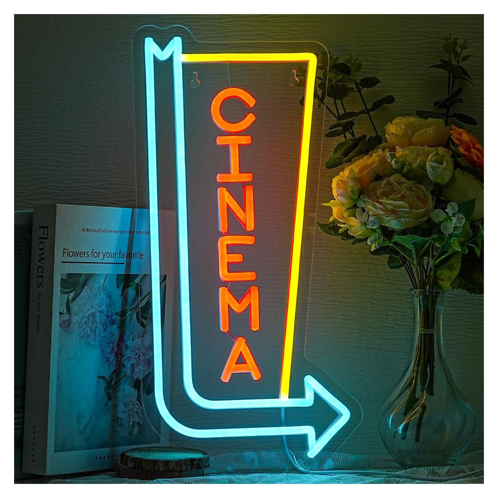 Luz de Neón LED Flecha de Cine Alkkign 42x20 cm Decorativa