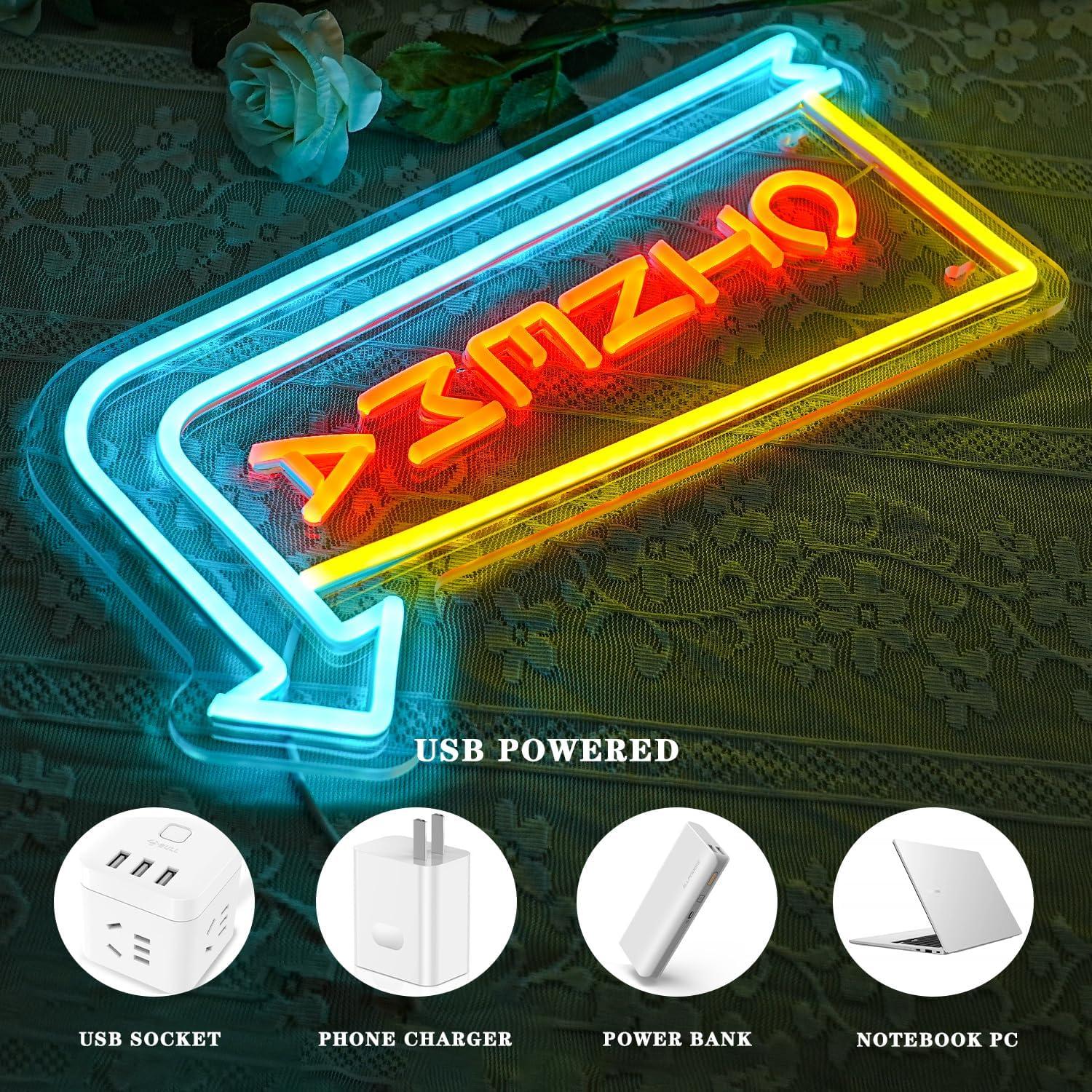 Luz de Neón LED Flecha de Cine Alkkign 42x20 cm Decorativa