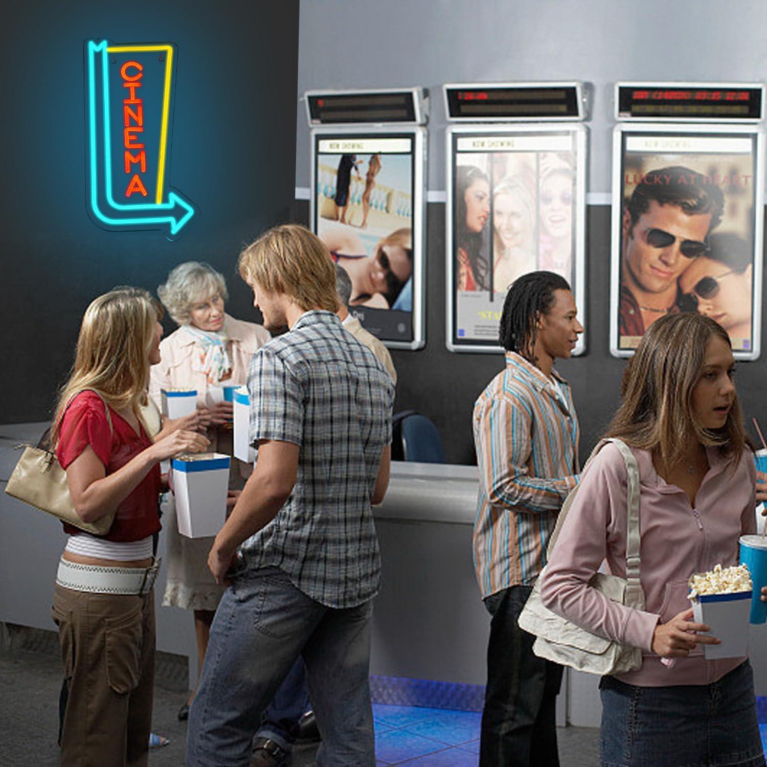 Luz de Neón LED Flecha de Cine Alkkign 42x20 cm Decorativa